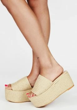 Lemon Drop By Privileged Light Brown Wafa Platform Sandals Platforms