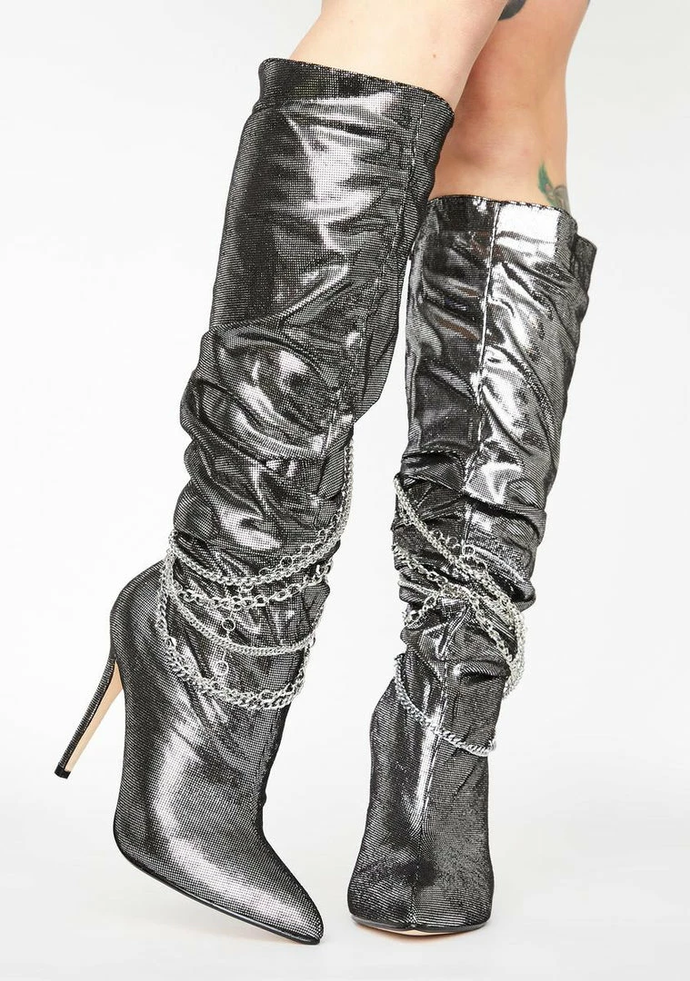 Discount 😍 Lemon Drop By Privileged Chrome Spandau Knee High 🥾 Boots 🥾 Boots & Booties 💯 3 Lemon Drop By Privileged Chrome Spandau Knee High Boots Boots & Booties