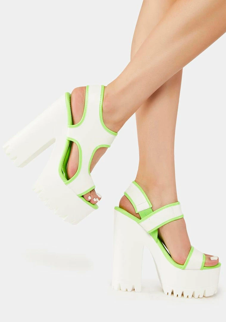 Best Sale π Lemon Drop By Privileged Neon Green Kamora Platform π Heels π 1 Lemon Drop By Privileged Neon Green Kamora Platform Heels