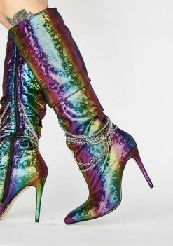 Lemon Drop By Privileged Rainbow Spandau Knee High Boots Boots & Booties