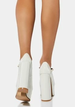 Lemon Drop By Privileged White Sparkley Patent Platform Heels