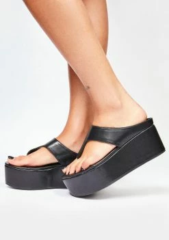 Lemon Drop By Privileged Platforms Black Elexi Platform Sandals