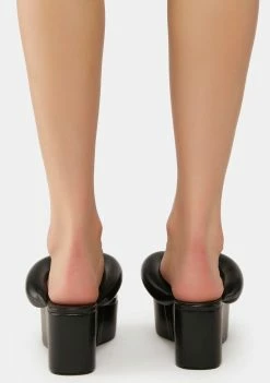 Lemon Drop By Privileged Black Scotia Platform Sandals Slides