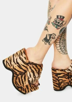 Lemon Drop By Privileged Platforms Striped Manolya Platform Sandals