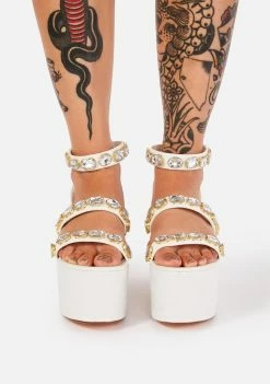 Lemon Drop By Privileged White Paloona Platform Sandals Platforms