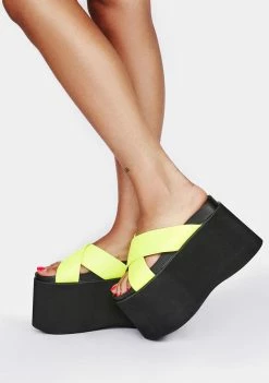 Lemon Drop By Privileged Yellow Tanner Platform Sandals Platforms