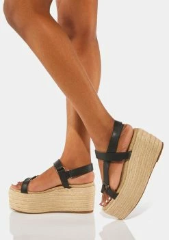 Lemon Drop By Privileged Black William Platform Sandals Platforms