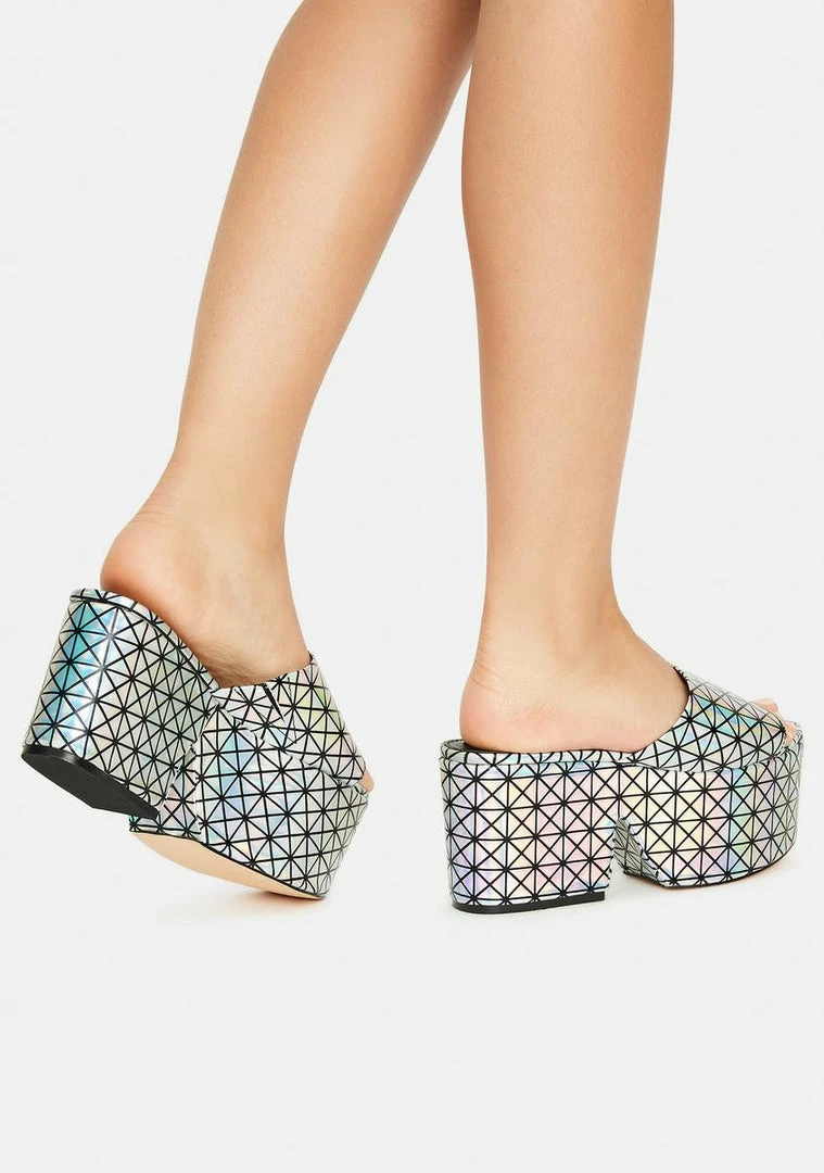 Brand new π Lemon Drop By Privileged Silver Armour Platform Slides π 4 Lemon Drop By Privileged Silver Armour Platform Slides