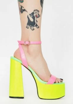 Lemon Drop By Privileged Neon Freema Platform Heels Platforms