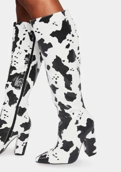 Lemon Drop By Privileged Fanning Cow Print Boots