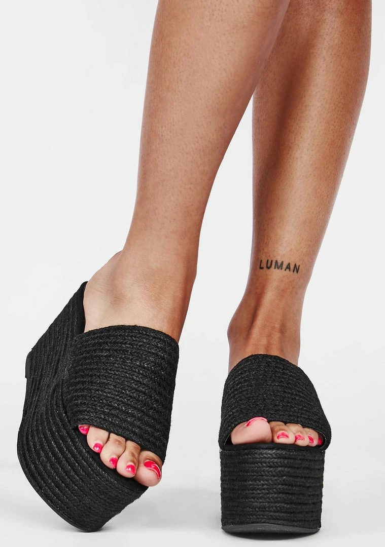 Best Sale π Lemon Drop By Privileged Black Wafa Platform π©΄ Sandals π 3 Lemon Drop By Privileged Black Wafa Platform Sandals