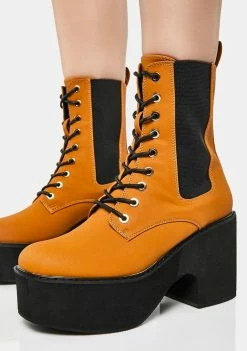 Lemon Drop By Privileged Camel Ruben Platform Combat Boots