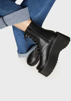 Best Pirce ✔️ Lemon Drop By Privileged Combat 🥾 Boots Black Cornelia Platform 🥾 Boots 🎉 9 Lemon Drop By Privileged Combat Boots Black Cornelia Platform Boots