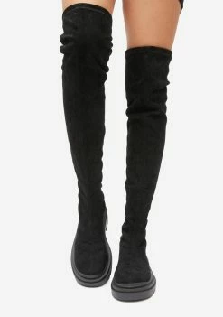 Lemon Drop By Privileged Platforms Black Momentum Knee High Boots