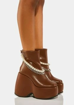 Lemon Drop By Privileged Brown Dolores Ankle Boots Platforms