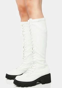 Lemon Drop By Privileged Knee High Boots White Bobbi Knee-High Boots