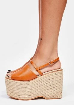 Lemon Drop By Privileged Platforms Cognac Petrus Platform Sandals