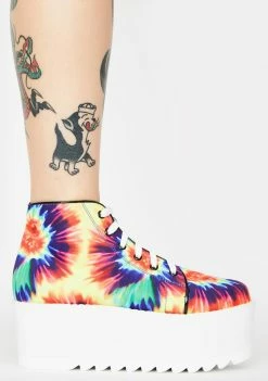 Lemon Drop By Privileged Platforms Tie Dye Barletta Platform Sneakers