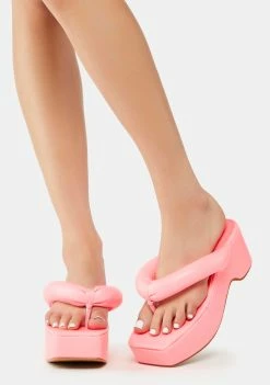 Lemon Drop By Privileged Pink Scotia Platform Sandals Slides