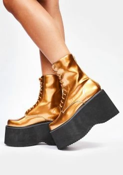 Lemon Drop By Privileged Platforms Gold Melissa Platform Boots