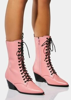 Lemon Drop By Privileged Pink Taye Lace Up Boots