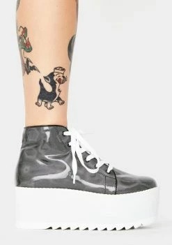 Lemon Drop By Privileged Pewter Barletta Platform Heels Platforms