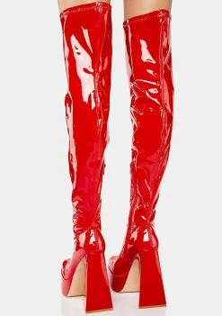 Lemon Drop By Privileged Platforms Red Ginsburg Thigh-High Platform Boots
