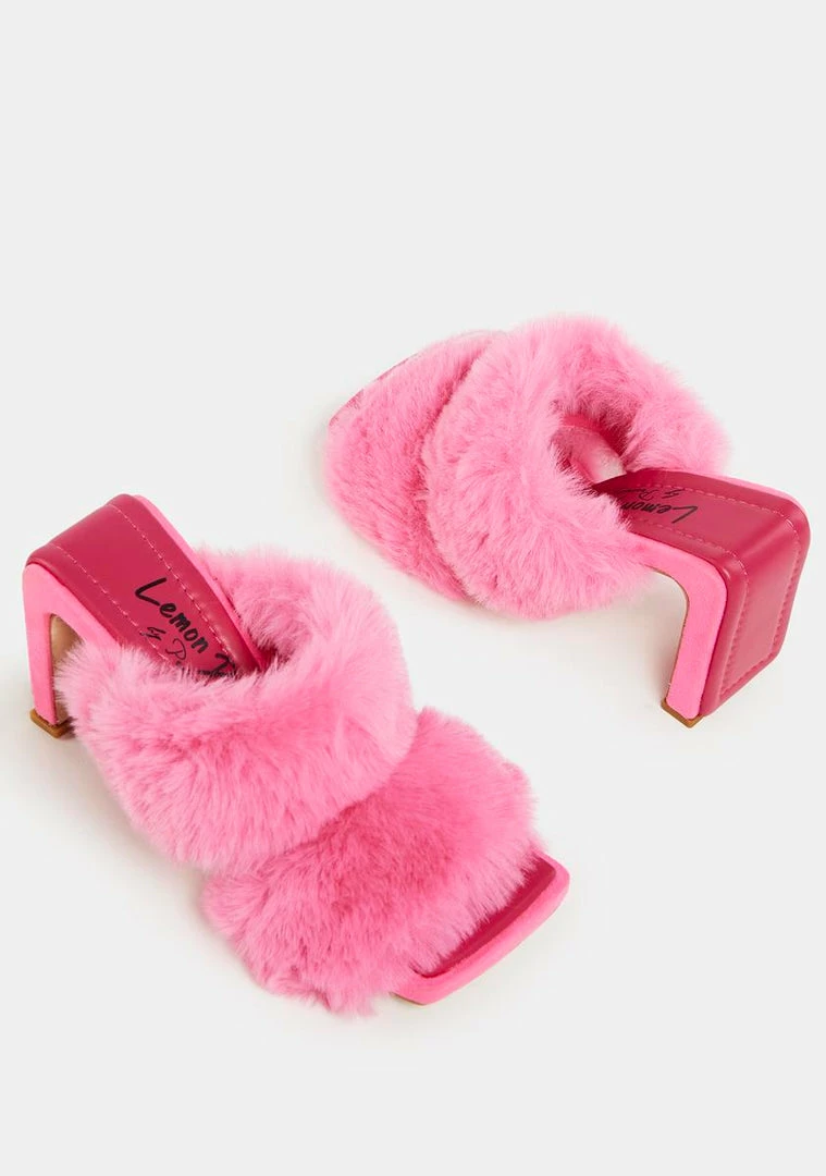 Hot Sale 𧨠Lemon Drop By Privileged Pink Arlet Faux Fur π Heels Fluffy π Heels π 2 Lemon Drop By Privileged Pink Arlet Faux Fur Heels Fluffy Heels