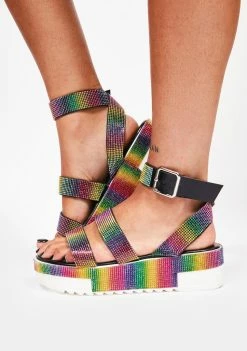 Lemon Drop By Privileged Platforms Rainbow Tyriq Platform Sandals