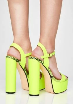 Lemon Drop By Privileged Platforms Neon Poisoned Lover Platform Heels