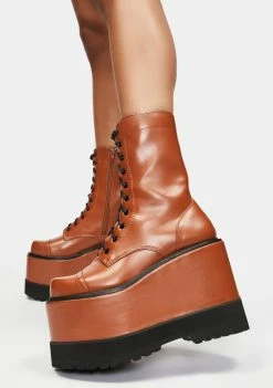 Lemon Drop By Privileged Cognac Dizzy Platform Boots