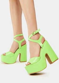 Lemon Drop By Privileged Neon Green Taga Platform Heels
