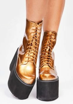 Hot Sale 𧨠Lemon Drop By Privileged Platforms Gold Melissa Platform π₯Ύ Boots π 6 Lemon Drop By Privileged Platforms Gold Melissa Platform Boots