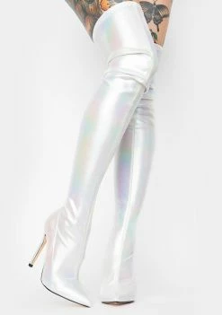 Lemon Drop By Privileged White Bravvo Thigh High Boots