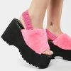 Lemon Drop By Privileged Pink Paladin Faux Fur Sandals Platform Sandals