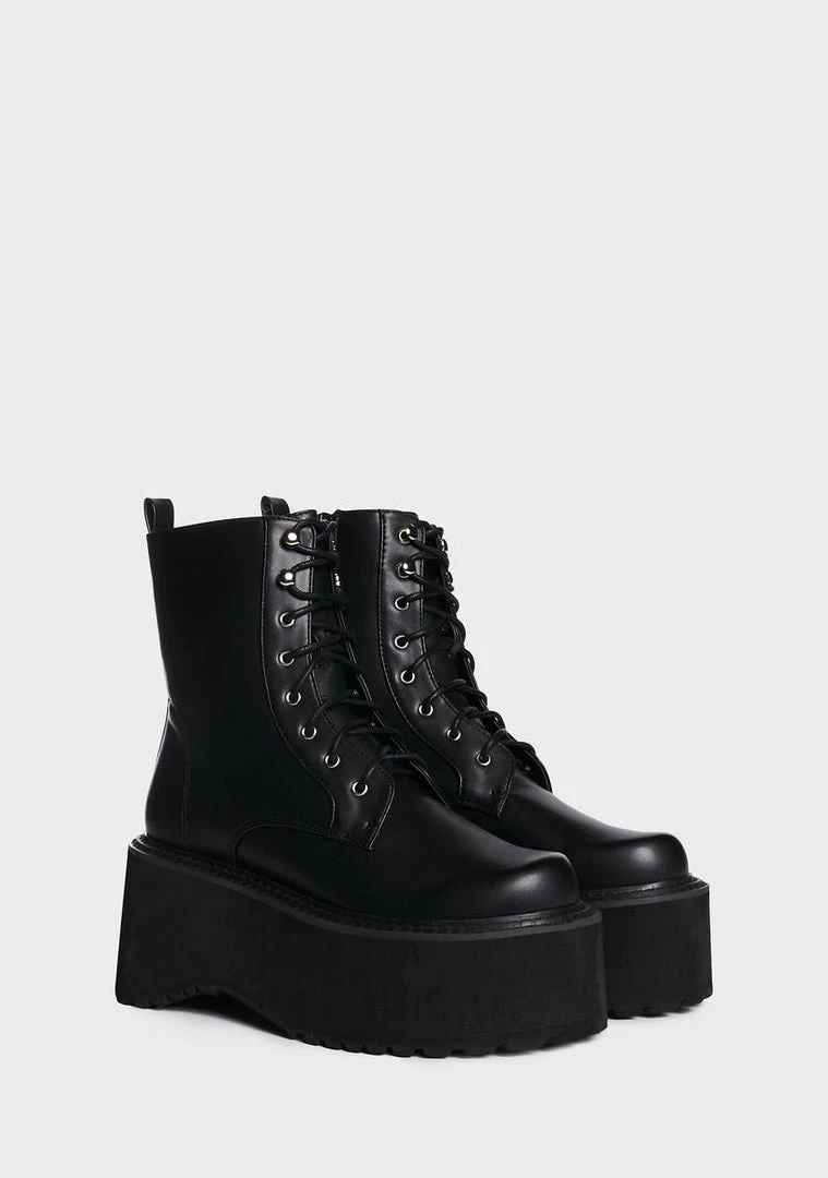 Best Pirce ✔️ Lemon Drop By Privileged Combat 🥾 Boots Black Cornelia Platform 🥾 Boots 🎉 3 Lemon Drop By Privileged Combat Boots Black Cornelia Platform Boots