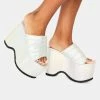 Lemon Drop By Privileged White Manolya Platform Sandals