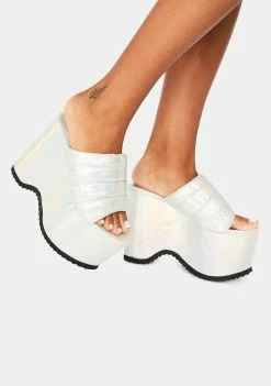 Lemon Drop By Privileged White Manolya Platform Sandals