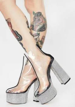 Lemon Drop By Privileged Platforms Black Brandie Rhinestone Heels