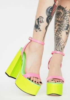 Lemon Drop By Privileged Neon Freema Platform Heels Platforms