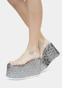 Lemon Drop By Privileged Silver Zahara Platform Sandals Platforms
