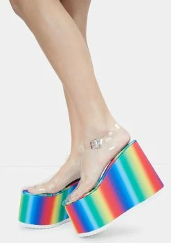 Lemon Drop By Privileged Rainbow Zahara Platform Sandals Platforms