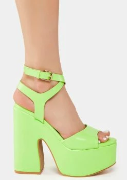 Lemon Drop By Privileged Neon Green Taga Platform Heels