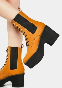 Lemon Drop By Privileged Camel Ruben Platform Combat Boots