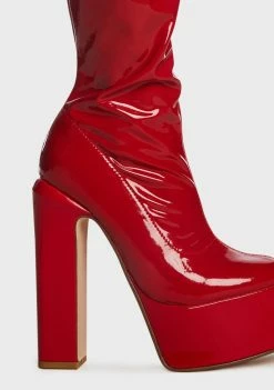Lemon Drop By Privileged Red Cranston Thigh-High Boots Platforms