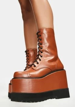 Lemon Drop By Privileged Cognac Dizzy Platform Boots