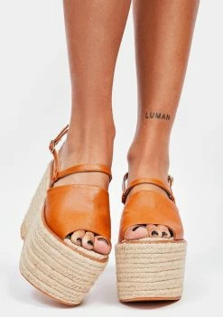 Lemon Drop By Privileged Platforms Cognac Petrus Platform Sandals