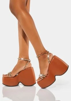 Lemon Drop By Privileged Brown Ramsey Platform Heels Platforms