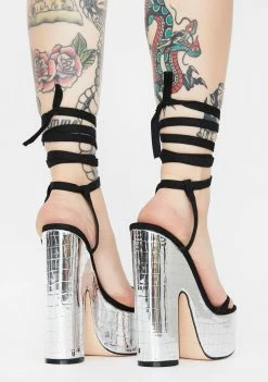 Brand new 𧨠Lemon Drop By Privileged Platforms Black Genevive Lace Up π Heels π 7 Lemon Drop By Privileged Platforms Black Genevive Lace Up Heels