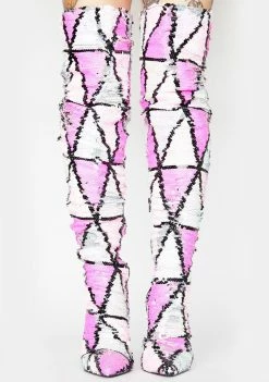 Lemon Drop By Privileged Boots & Booties Pink Yasmania Thigh High Boots